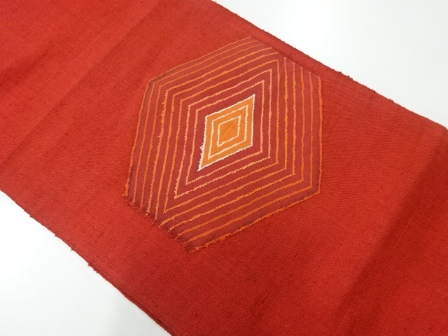 JAPANESE KIMONO / ANTIQUE NAGOYA OBI / SILK / HAND WOVEN TSUMUGI / RHOMBUS